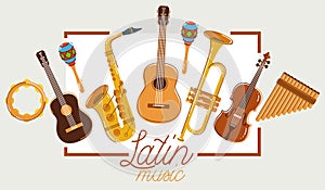 Latin music band salsa vector flat poster isolated over white background, live sound festival concert or night dancing party,