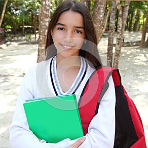 Latin teenager girl backpack in Mexico park