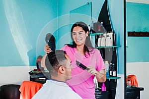 Latin woman who owns her haircut business in Mexico city