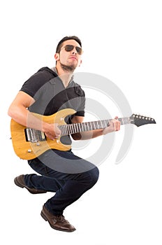 Latin young musician with electric guitar