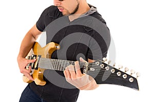 Latin young musician with electric guitar