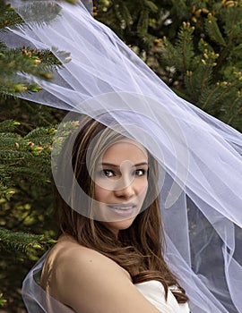 Latina girl with white veil