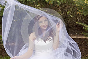 Latina girl with white veil