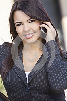 Latina Hispanic Woman Talking On Cell Phone