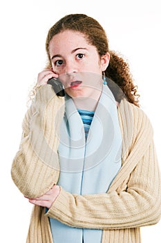 Latina Tween on Cellphone