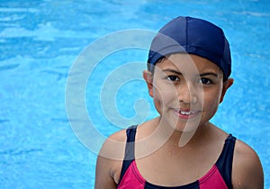 Latinamerican girl in the swimming pool.