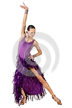 Latino dancer in action. Isolated on white