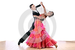 Latino dancers in ballroom