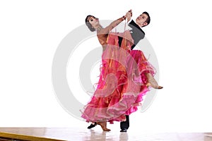 Latino dancers in ballroom