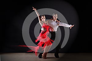 Latino dancers in ballroom