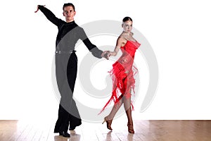 Latino dancers in ballroom