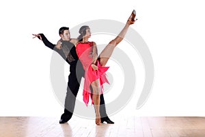 Latino dancers in ballroom