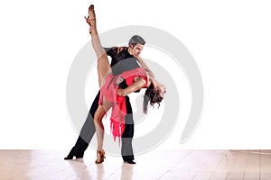 Latino dancers in ballroom