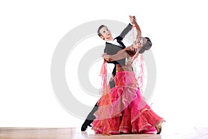 Latino dancers in ballroom