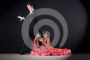 Latino dancers in ballroom