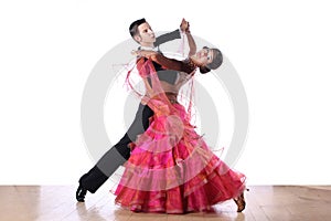 Latino dancers in ballroom