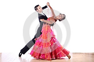 Latino dancers in ballroom photo