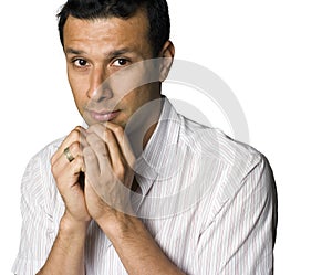 Latino man looking timid