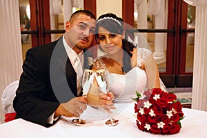 Latino Wedding Couple Toasting