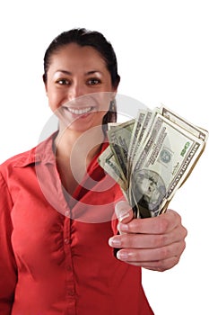 Latino Woman with Money