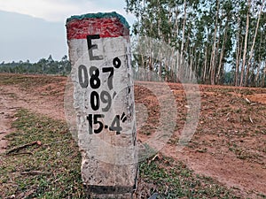 Latitudes and longitudes marking post photo