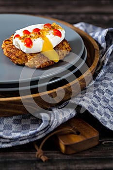 Latkes with Poached Egg