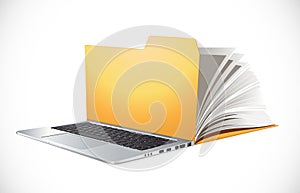 Latop concept - computer data folder