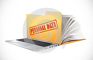 Latop concept - computer data folder