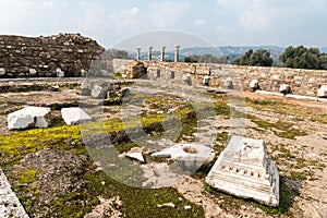 Latrina public toilet in Tralleis Tralles ancient city in Aydin, Turkey