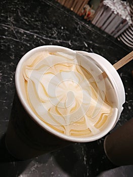 Latte abstrait art on coffee