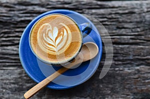 Latte art, Blue coffee cup