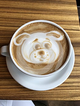 Latte Art Coffee with Dog Face