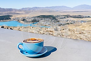 Latte art Coffee at Mt john, Lake Tekapo, New Zealand