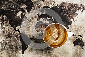 Latte art on map