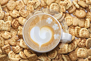 Latte art and Tasty biscuits
