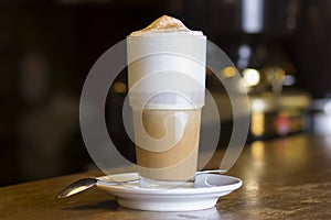 Latte Coffee or caffe latte in tall latte glasses