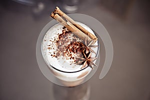 Latte macchiato with cinnamon photo