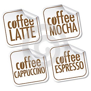 Latte, Mocha, Cappuccino and Espresso coffee