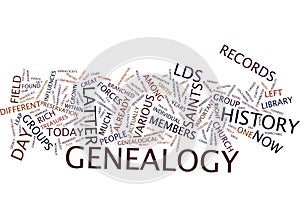 Latter Day Saint Genealogy Word Cloud Concept