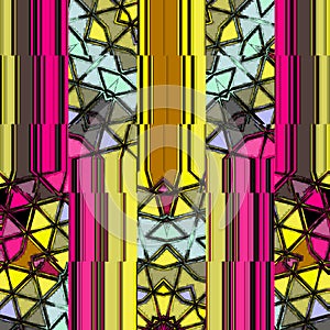 Lattice abstract pattern in grenadine and yellow in gaudy colors