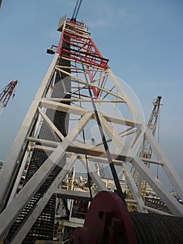 Lattice boom of barge crane