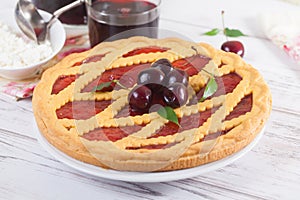 Lattice pie with cherry compote light rustic cherry jam