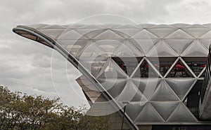 The Lattice Roof structure of Crossrail Place at Canary Wharf