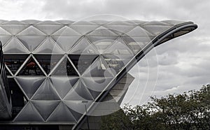 The Lattice Roof structure of Crossrail Place at Canary Wharf