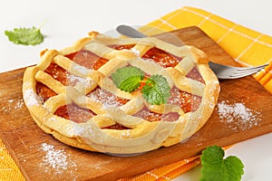 Lattice topped fruit tart crostata photo