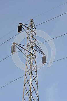 Lattice-type steel tower as a part of high-voltage lin