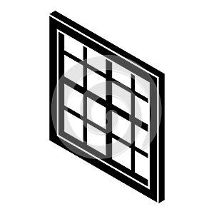 Lattice window frame icon, simple black style