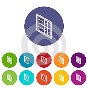 Lattice window frame icons set vector color