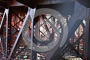 The latticework, the underworking of the Golden Gate Bridge, 2.