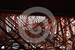 The latticework, the underworking of the Golden Gate Bridge, 3.